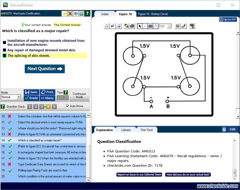 GroundSchool MECHANIC Test Screen Screenshot