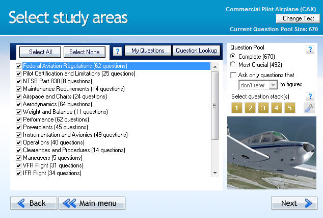 GroundSchool Commercial Pilot Chapter Selection
