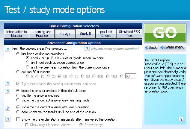 GroundSchool FLIGHTENGINEER Test and Study Options